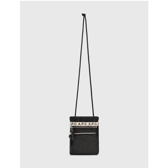 A.P.C. Black Nylon Logo Repeat Neck Pouch Crossbody Bag - Picture 5 of 12